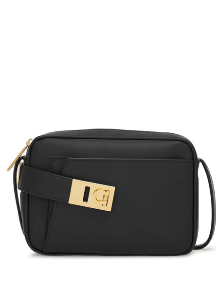  Ferragamo Gancini-buckle Leather Crossbody Bag - Black 