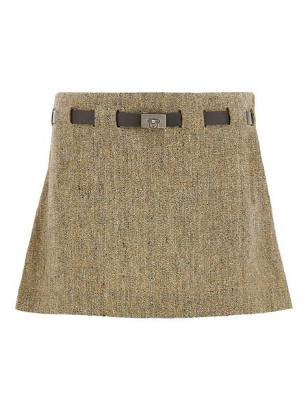  Ferragamo Gancini-buckle Pleated Mini Skirt - Neutrals 