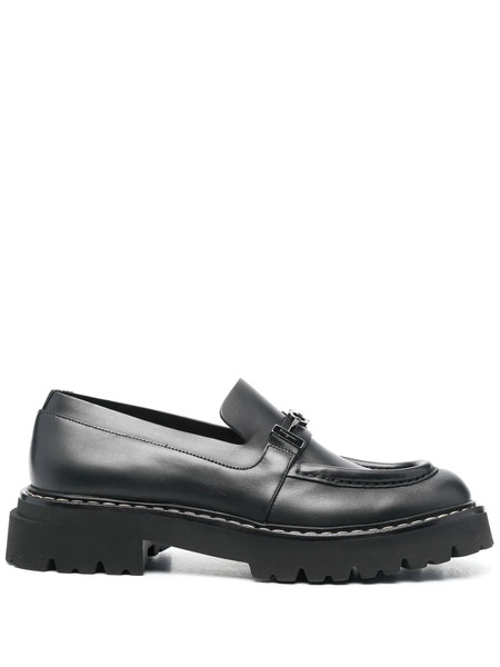  Ferragamo Gancini Chunky Leather Loafers - Black 