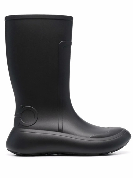  Ferragamo Gancini-debossed Rain Boots - Black 