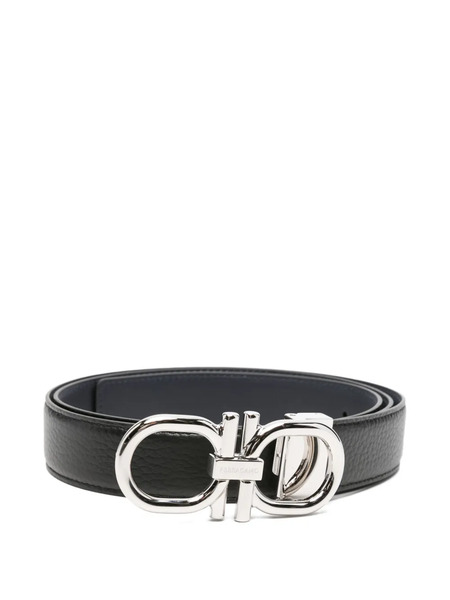  Ferragamo Gancini-detail Leather Belt - Black 