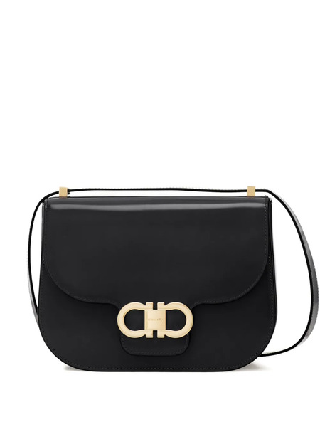  Ferragamo Gancini Flap Crossbody Bag - Black 