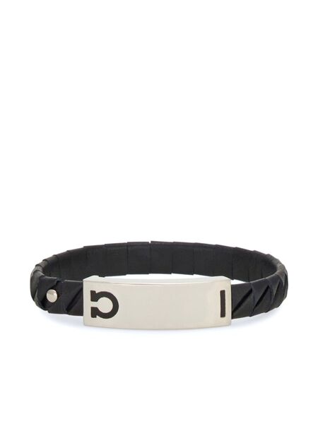  Ferragamo Gancini Leather Bracelet - Black 