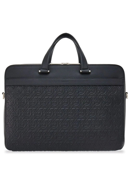  Ferragamo Gancini Leather Briefcase - Black 