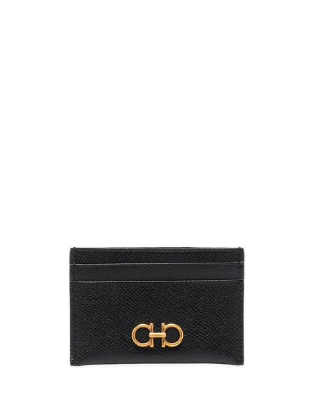  Ferragamo Gancini Leather Card Holder - Black 