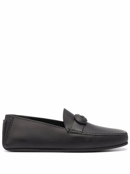  Ferragamo Gancini Leather Loafers - Black 