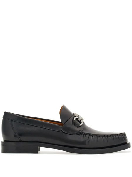 Ferragamo Gancini Leather Loafers - Black 