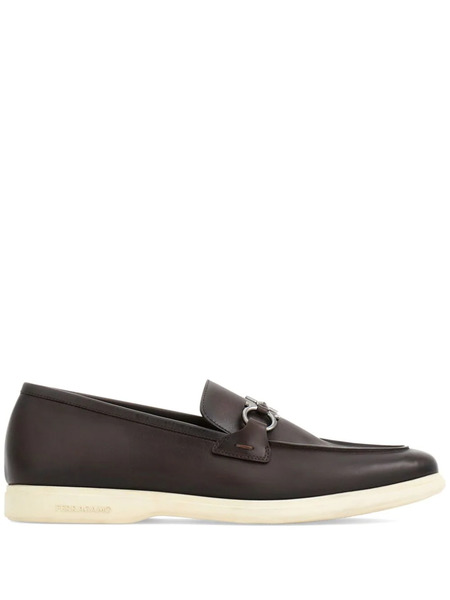  Ferragamo Gancini Leather Loafers - Brown 