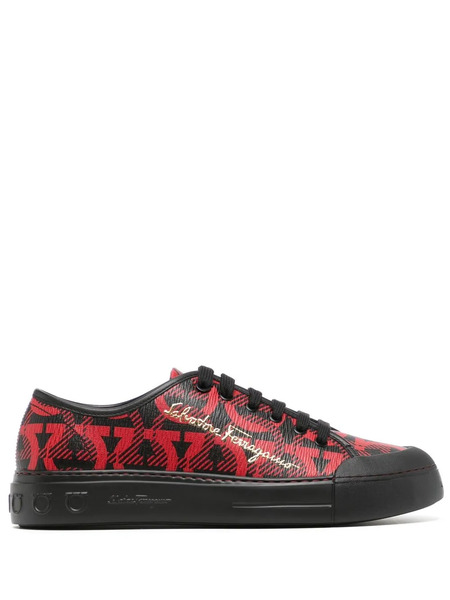  Ferragamo Gancini Logo-top Sneakers - Red 