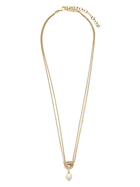  Ferragamo Gancini Pearl Pendant Necklace - Gold 