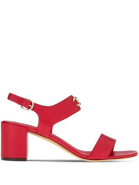  Ferragamo Gancini-plaque Block-heel Sandals - Red 
