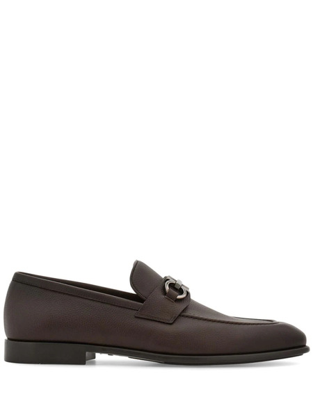  Ferragamo Gancini-plaque Leather Loafers - Brown 