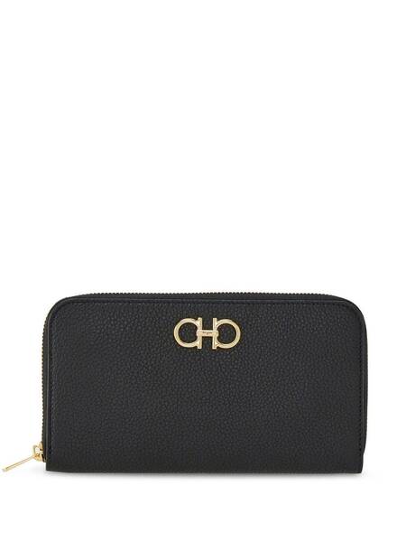  Ferragamo Gancini-plaque Zip-up Wallet - Black 
