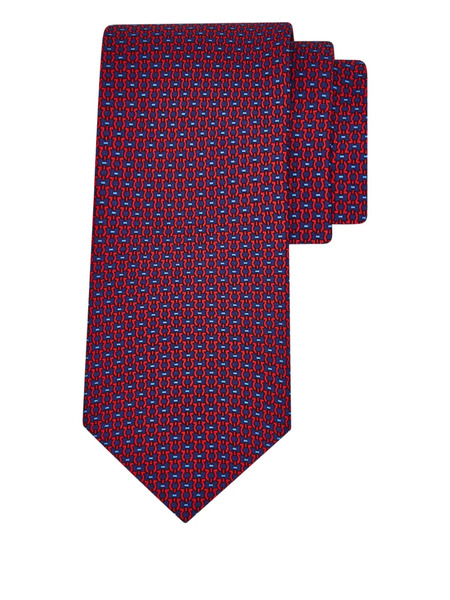  Ferragamo Gancini Print Silk Tie - Red 