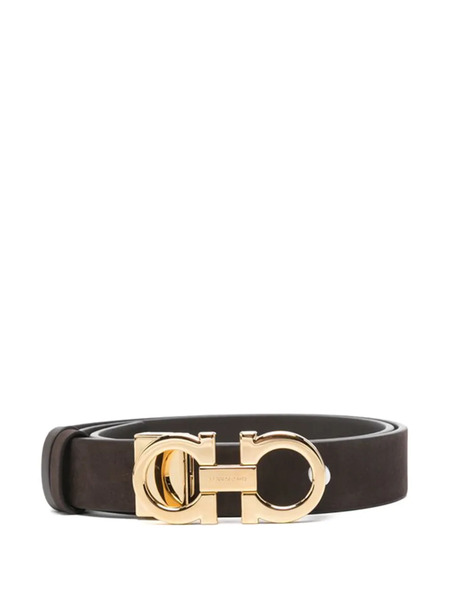  Ferragamo Gancini Suede Belt - Brown 