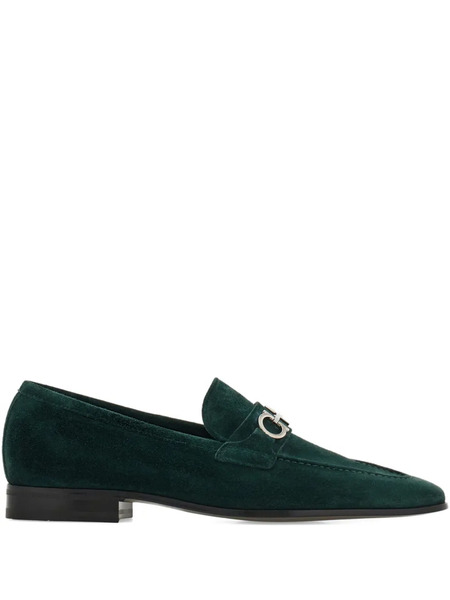  Ferragamo Gancini Suede Loafers - Green 