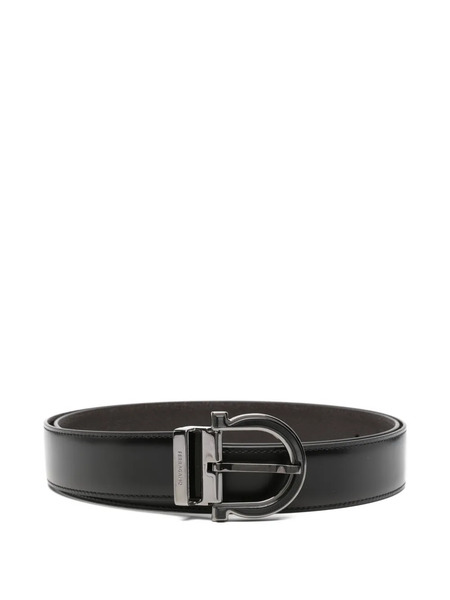  Ferragamo Gancio-buckle Leather Belt - Black 