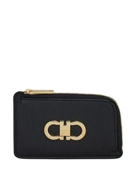  Ferragamo Gancio Zip Credit Card Holder - Black 