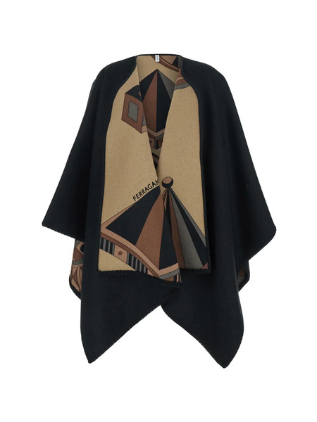 Ferragamo Geometric-print Cape - Black 