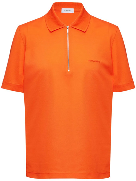  Ferragamo Half-zip Polo Top - Orange 