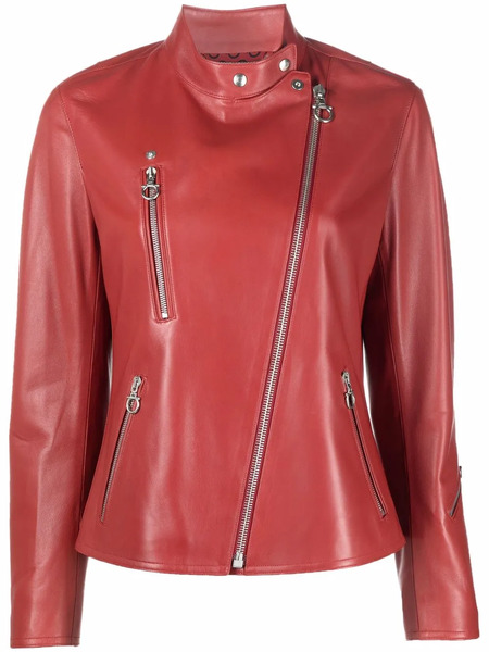  Ferragamo High-neck Leather Jacket - Red 