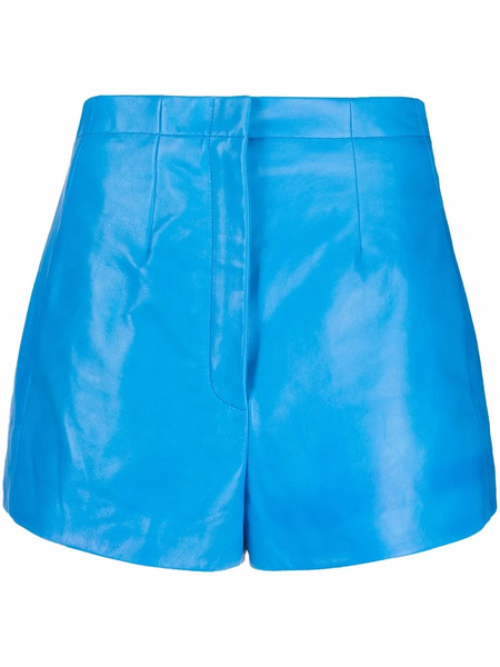  Ferragamo High-waisted Polished-finish Shorts - Blue 