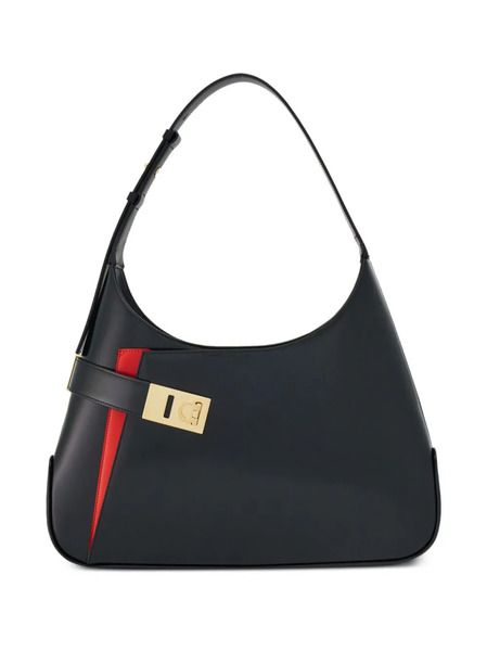  Ferragamo Hobo Leather Shoulder Bag - Black 