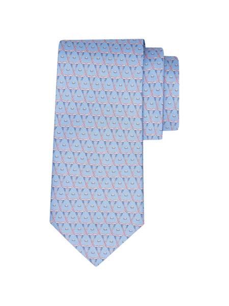  Ferragamo Hockey Print Silk Tie - Blue 
