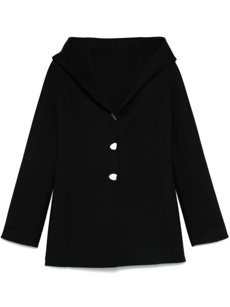  Ferragamo Hooded Wool Peacoat - Black 