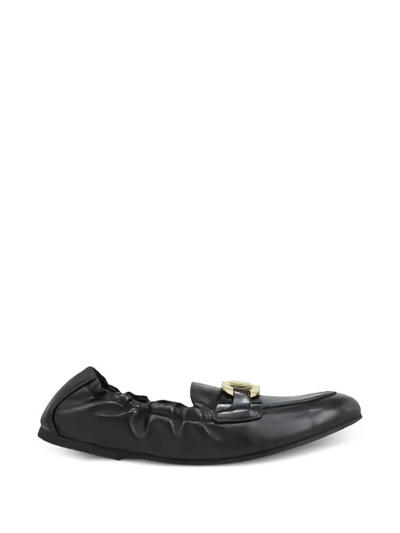  Ferragamo Jodie Metallic Leather Loafers - Black 