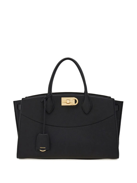  Ferragamo Large Soft Studio Tote Bag - Black 