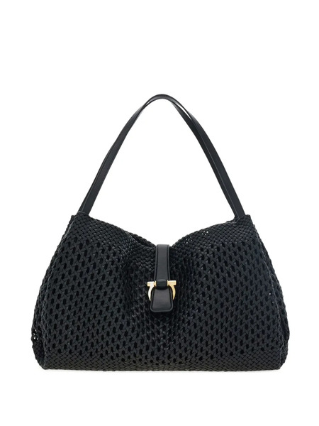  Ferragamo Large Woven-effect Leather Tote Bag - Black 