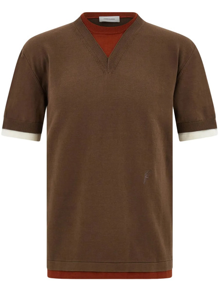  Ferragamo Layered Knitted T-shirt - Brown 