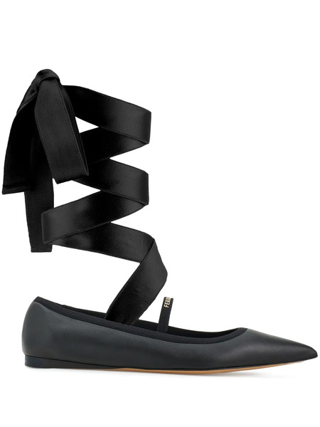  Ferragamo Leather Ballerina Shoes - Black 