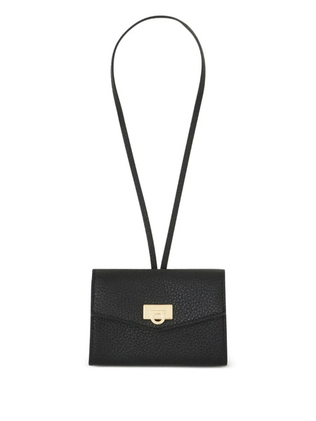  Ferragamo Leather Card Holder Charm - Black 