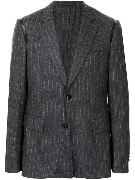  Ferragamo Leather-trim Suit Jacket - Grey 