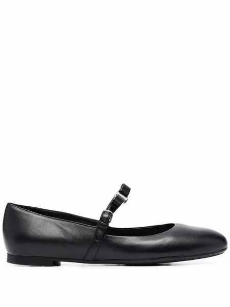  Ferragamo Lizz Leather Ballerina Shoes - Black 