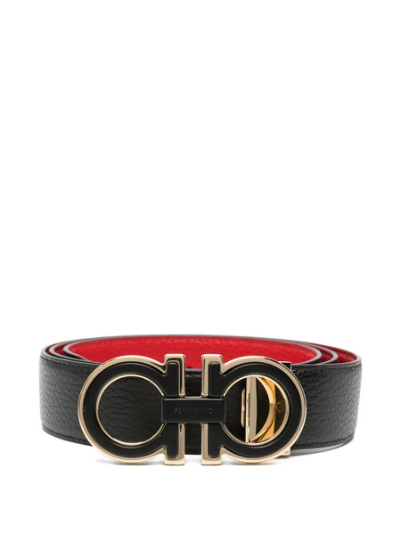  Ferragamo Logo-buckle Leather Belt - Black 