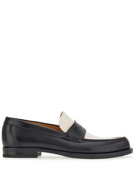  Ferragamo Logo-debossed Two-tone Loafers - White 
