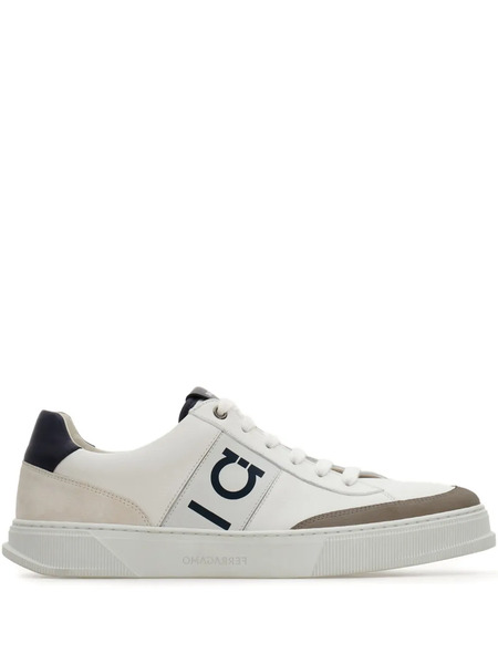 Ferragamo Logo-embroidered Leather Sneakers - Grey 