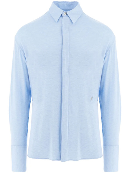 Ferragamo Logo-embroidery Stretch-jersey Shirt - Blue 