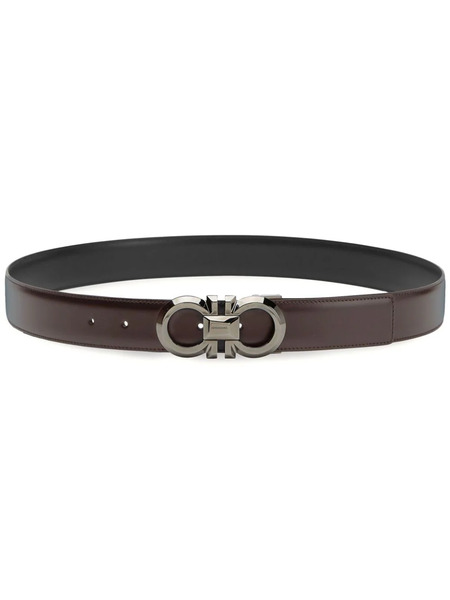  Ferragamo Logo-engraved Buckle Reversible Leather Belt - Black 