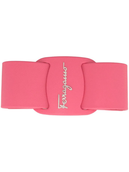  Ferragamo Logo-plaque Leather Hairclip - Pink 