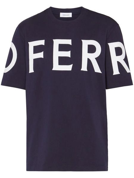  Ferragamo Logo-print Cotton T-shirt - Blue 