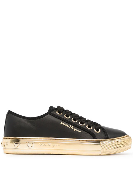  Ferragamo Logo-print Lace-up Sneakers - Black 