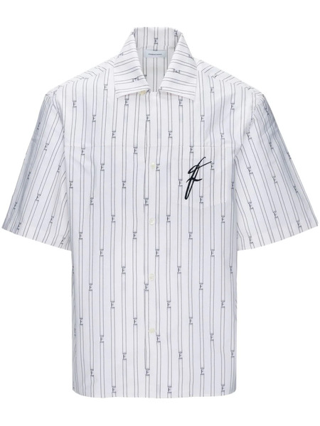  Ferragamo Logo-print Short-sleeve Shirt - White 