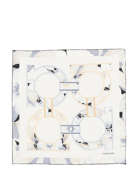  Ferragamo Logo-print Silk Scarf - Neutrals 
