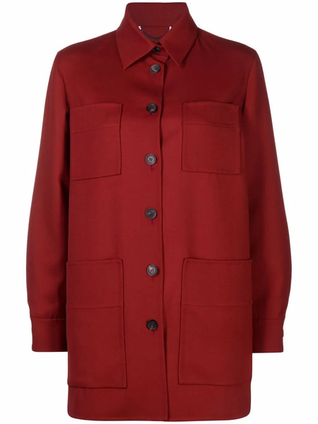  Ferragamo Long-sleeve Virgin Wool Shirt - Red 