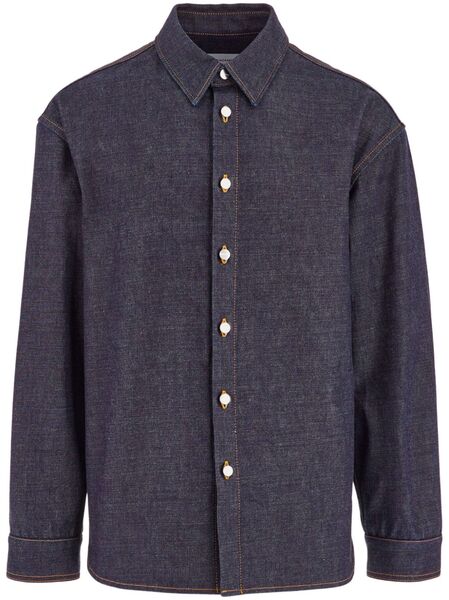  Ferragamo Long Sleeved Denim Shirt - Blue 