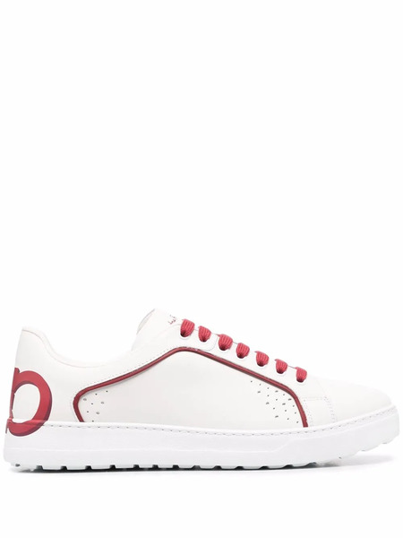  Ferragamo Manhattan Gancini-print Sneakers - White 